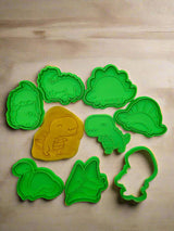 Cute Dinosaurs Cookie Cutter and Stamps