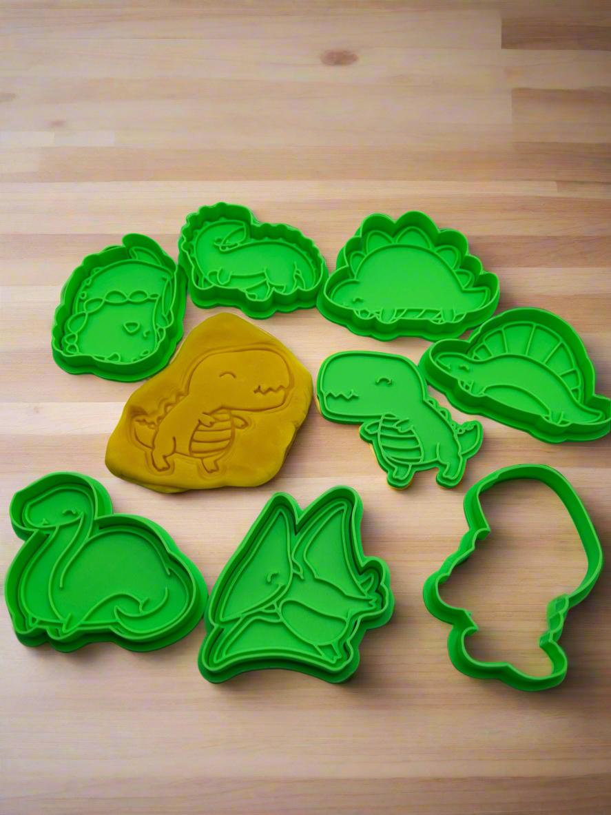 Cute Dinosaurs Cookie Cutter and Stamps