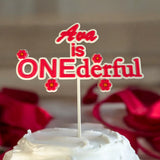 Custom ONE derful Cake Topper - Flowers-PRINTFORGE